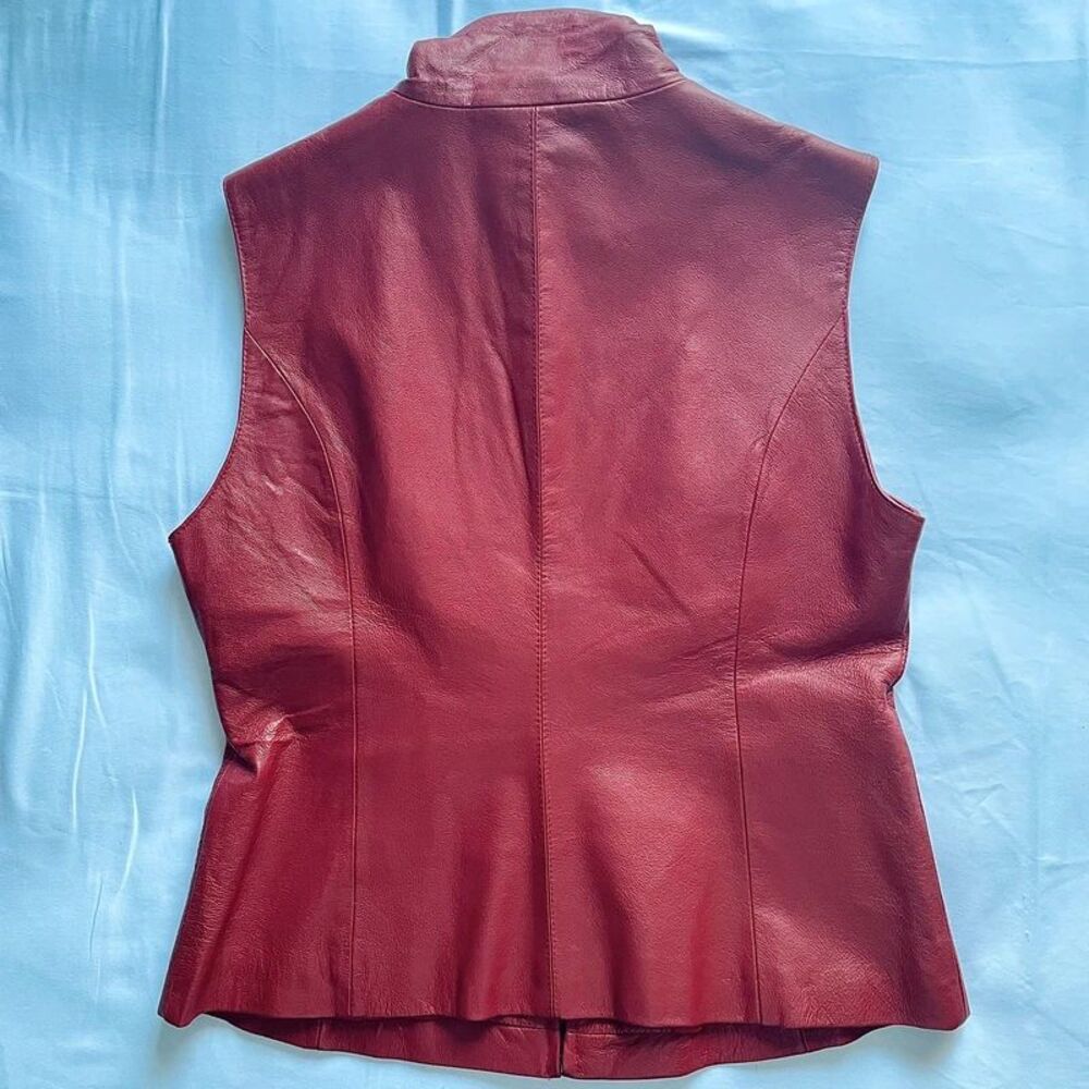 Vintage Y2K Mark Alan Women's Red Genuine Leather Vest Size L - Picture 5 of 5